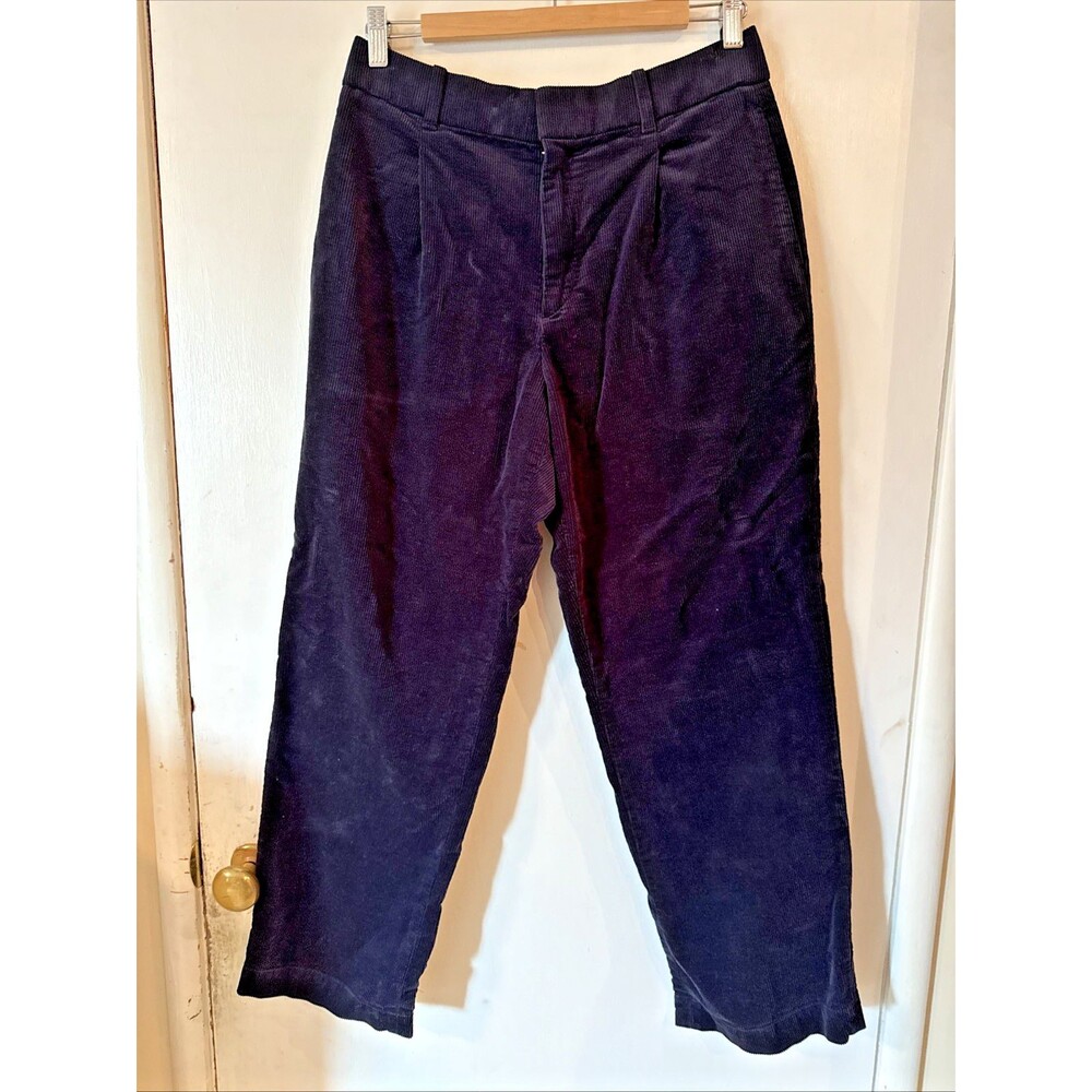 Uniqlo Pleated Wide Leg High Waisted Pants Corduroy Navy Blue Women's 28-29